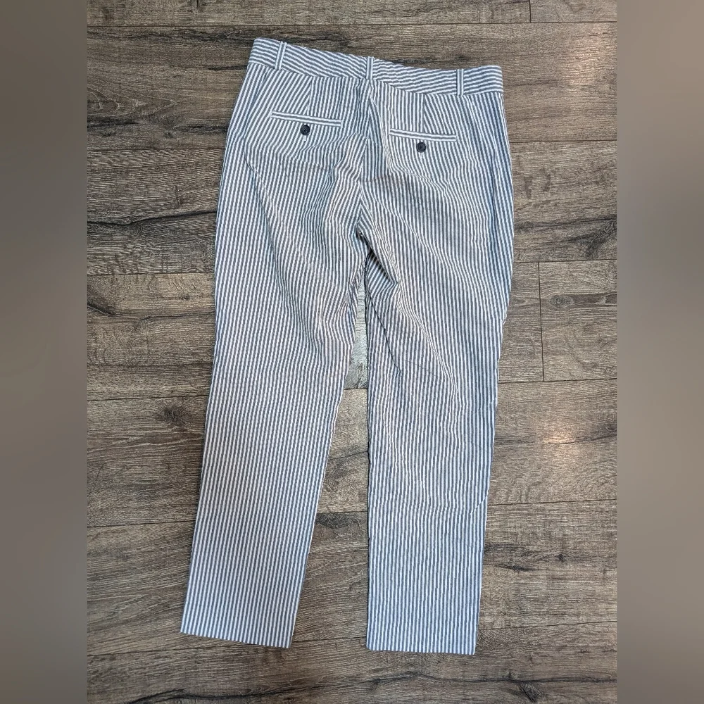 Banana Republic Size 2 Pants Trousers Seer Sucker Cropped Ankle Straight Leg - Picture 2 of 8